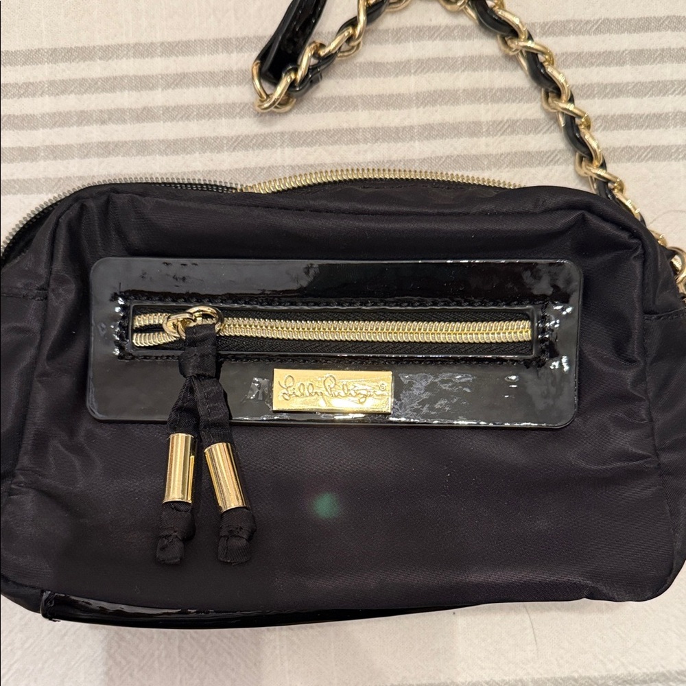 Lilly Pulitzer Black Liadan Crossbody Bag with Gold Accents